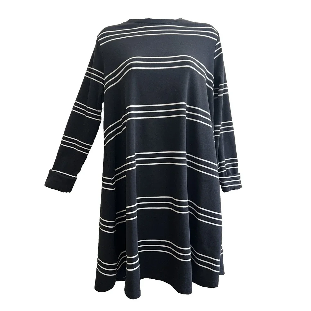 Mudpie Dress Medium Fashion Casual Business Black White Striped Women Clothing - Picture 9 of 9